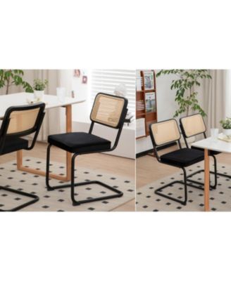 + Set of 2 + Velvet Rattan + Chrome Legs + Dining Chairs