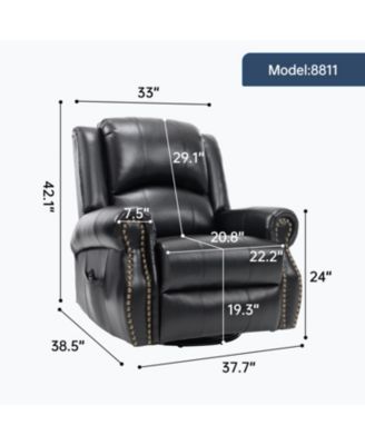 Streamdale Heat Massage Rocker Recliner Chair, Swivel Fabric, Black