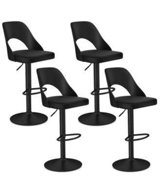 Bar Stools Set of 4 w/Enlarged PU Leather Seat Footrest Swivel Bar Chairs
