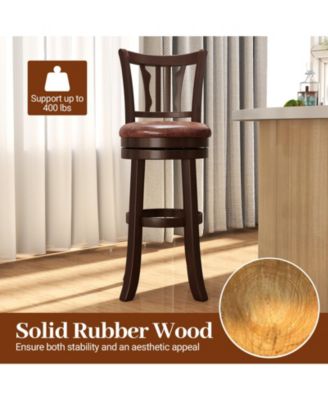 30'' Bar Height Swivel Bar Stools Set of 2 w/Back & Faux Leather Seat