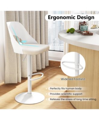 Bar Stools Set of 4 w/Enlarged PU Leather Seat Footrest Swivel Bar Chairs