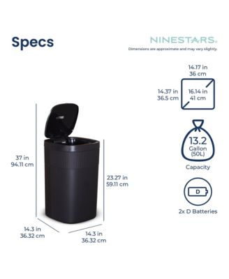 13 Gallons Automatic Kitchen Trash Can, 50 Liters Touchless Motion Sensor Trash Can Black Plastic