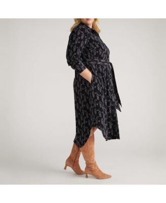 Plus Size Morgan Belted Stretch Flannel Shirtdress