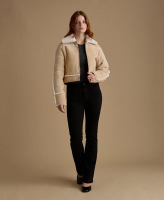 Women's Cropped Suede Shearling Jacket