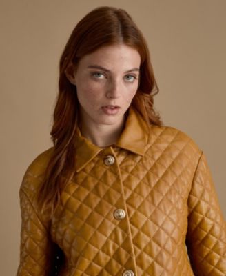 Women's Quilted Leather Coat, Created For Macy's