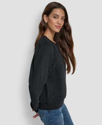 Women's Lace Detail Crew Neck Sweatshirt