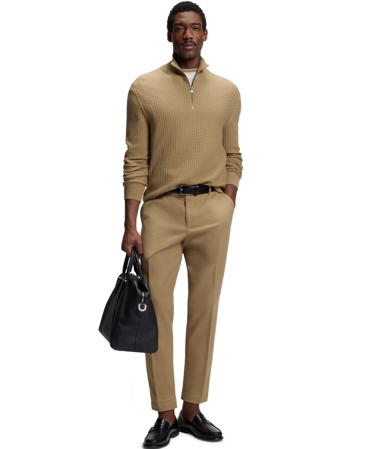 Boss by Hugo Boss Men's Quarter Zip Cotton Sweater