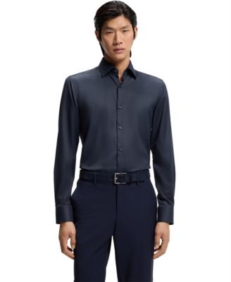 Men's Performance-Stretch Twill Slim-Fit Dress Shirt