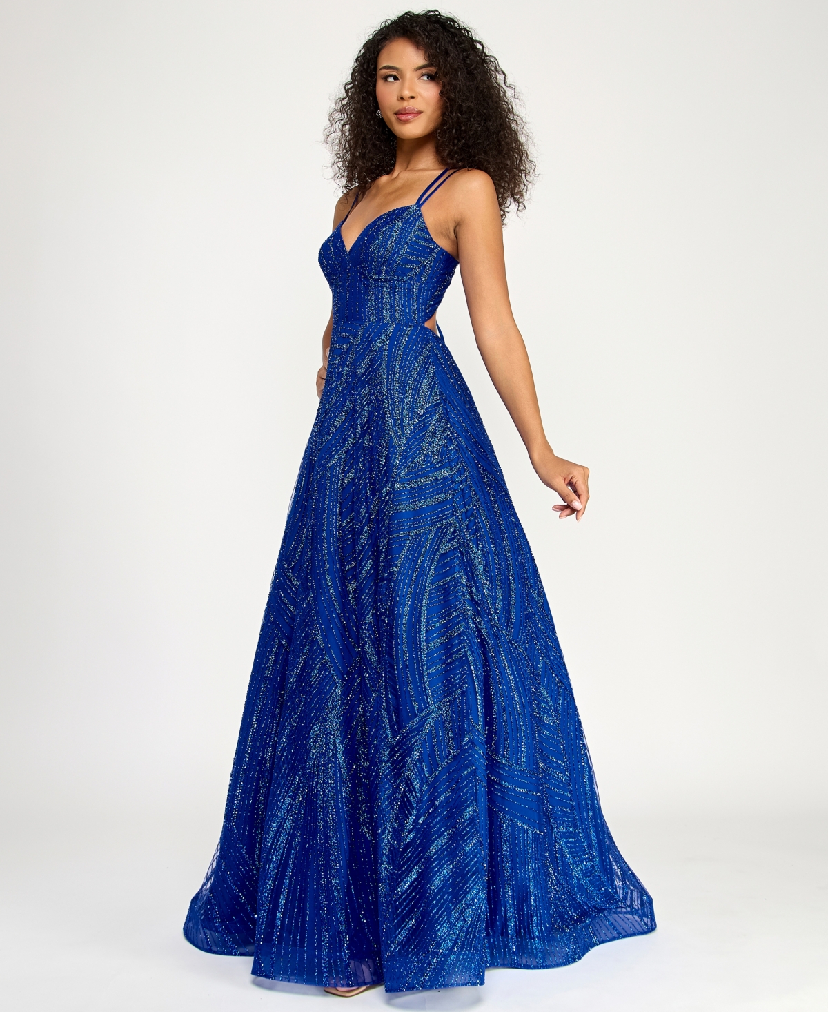 B Darlin Juniors' Beaded Glitter Ball Gown