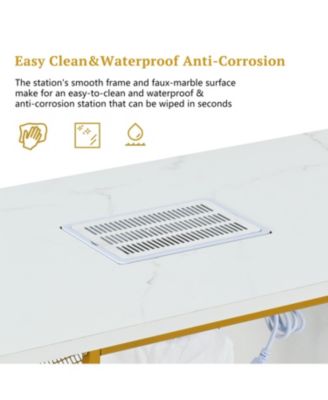 Marbling Texture Nail Table with Downdraft Vent