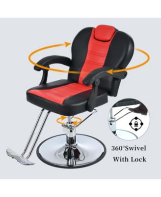  Reclining Barber Chair with Hydraulic Pump and 360