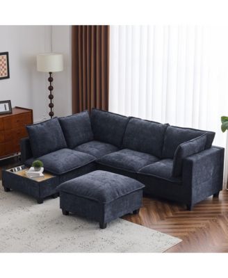 Streamdale 90" U-Shaped Sectional Sofa w/ Ottoman & Charging Table