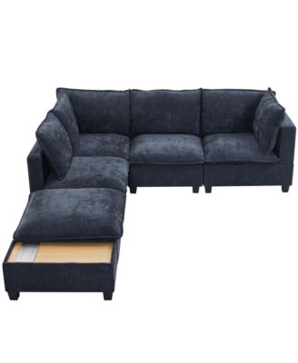 Streamdale 90" U-Shaped Sectional Sofa w/ Ottoman & Charging Table