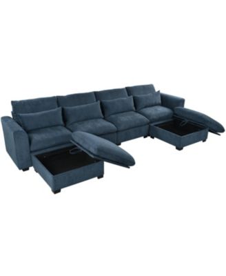  U-Shaped Modular Corner Sofa with Ottomans