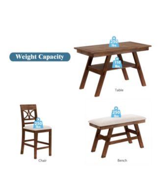  6-Piece Wooden Counter Dining Set with Bench & Storage