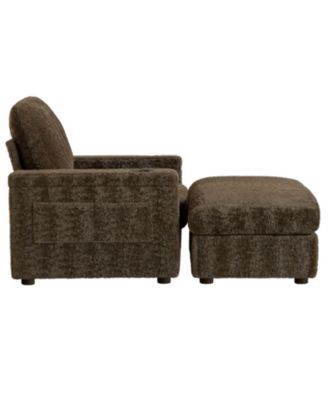 42" Oversized Faux Fur Chaise Lounge with Storage and Cup Holders