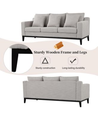 Mira Comfy 3-seat Sofa with Wooden Legs, Modern for Living Room and Study