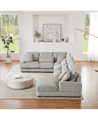 Streamdale 129" U-Shaped Sectional Sofa in Corduroy with Chaise