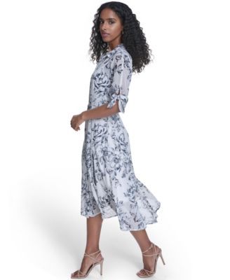 Women's Tie-Sleeve Printed Midi Dress