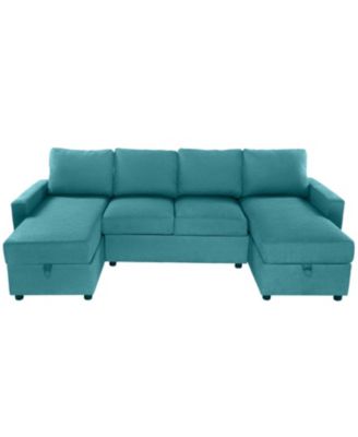 103.9" U-Shaped Sectional Sofa w/ Storage Chaise & USB