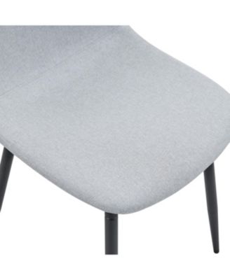 8 Gray Linen Chairs & Wood Grain Table Set