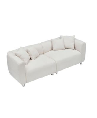 89" White Sofa with Metal Legs & Pillows