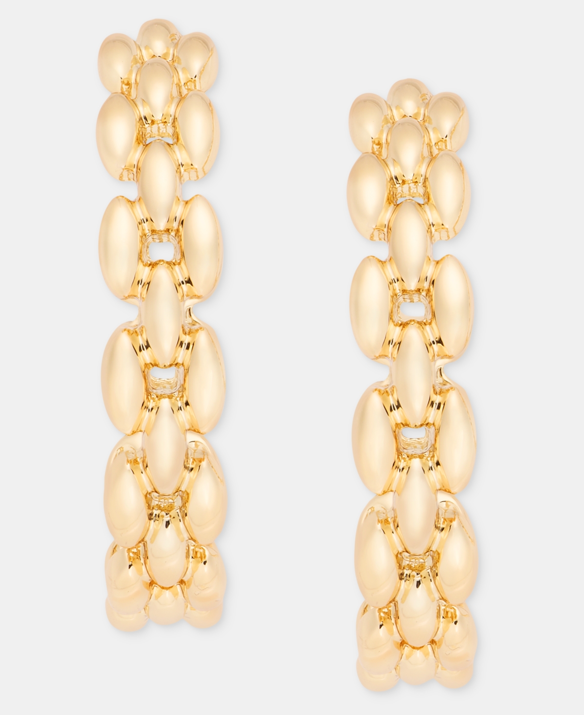 On 34th Gold-Tone Chain Link Medium Hoop Earrings, 1.56", Macy's Exclusive