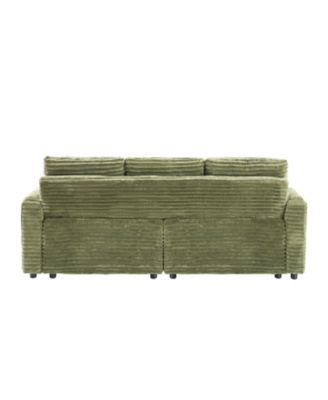 80" Folding Corduroy Sofa Bed w/ Cup Holder & Pillow - Green