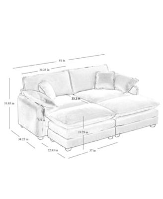 Green Corduroy Two-Seater Sofa with Ottoman