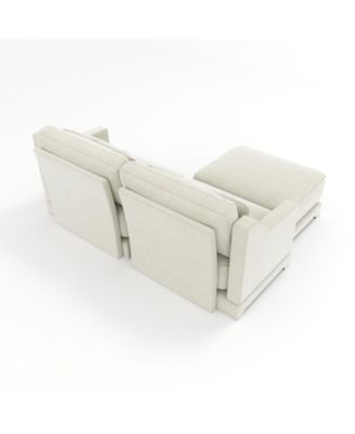 Chenille 2-Seater Sofa with Ottoman & Pillows - Beige