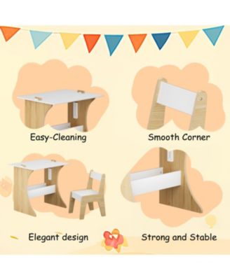 Kids Wooden Table & Chair Set - Convertible Tabletop