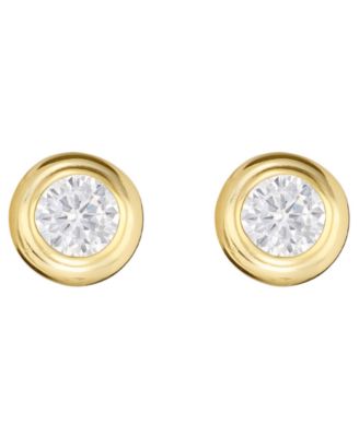 Cubic Zirconia Bezel Stud Earrings