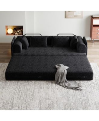 78.7" Convertible Sleeper Sofa Bed with Pillow & Side Pocket