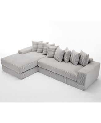 Oversize Cloud Couch L-Shape Sofa Bed, 8 Pillows, Corduroy