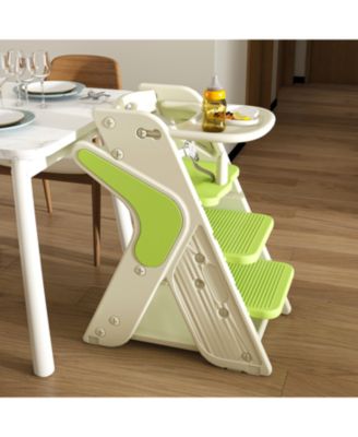 Adjustable High Chair, Toddler Tower, 5-Point Harness, Large Tray