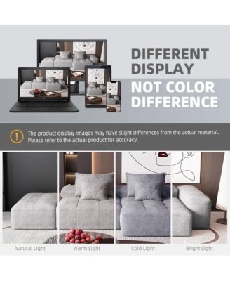 Streamdale Modern Oversized Chenille Sectional Sofa with Ottoman & Pillows