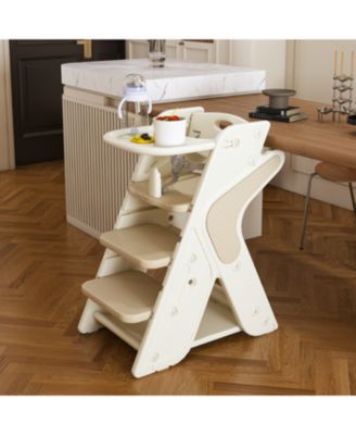 Adjustable Height High Chair with 5-Point Harness & Tray
