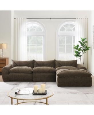  116" Fully Compressed Sofa, High Density Foam, No Assembly, Chenille