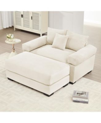 Oversized Cloud Corduroy Sectional Couch with Ottoman & Pillows