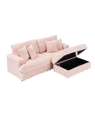 Corduroy Sofa w/ Storage, Pillows - Living Room/Office