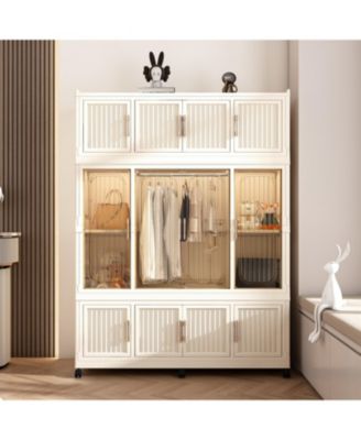 Portable Wardrobe Closet Organizer, 12 Cubes & Hanging Rod