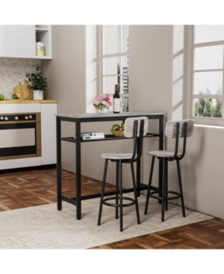 Streamdale Bar Table & 2 Stools Set, Space Saving Pub Dining