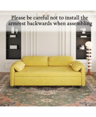 Streamdale Yellow Velvet Sofa Bed - Converts to Retractable Bed