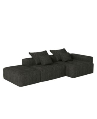 Modern Oversized Chenille Sectional Sofa with Ottoman & Pillows