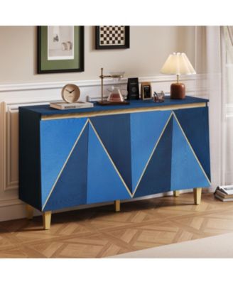 60" Retro Buffet Cabinet - 4-Door Sideboard with Adjustable Shelves (Gray)