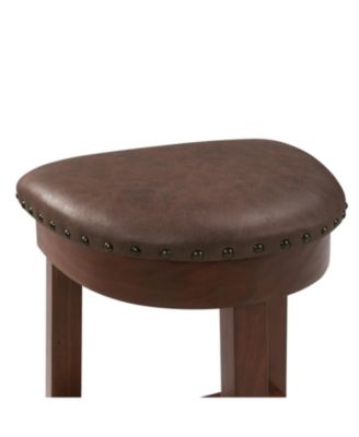 4-Piece Bar Table Set- PU Stools, Solid Wood, Cherry