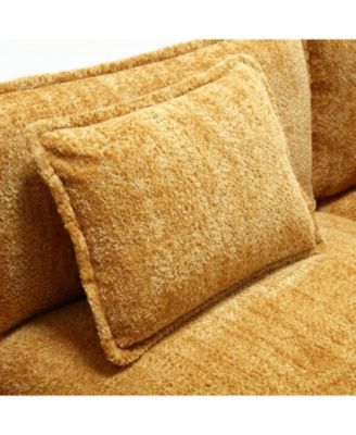 Oversized Chenille Sectional Sofa with Ottoman & Memory Foam