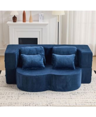 Queen Chenille Foldable Sofa Bed - Convertible Futon Couch