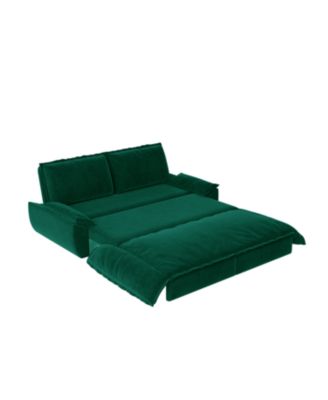 Queen Pull Out Sofa Bed, 3-in-1 Convertible Velvet Loveseat, Green