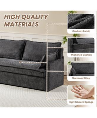 Pull Out Sofa Bed, Corduroy Sleeper Couch w/ Storage & USB Ports